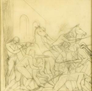 MECHAU Frank Albert,Study for right side of 'The Battle of the Alamo',1938,Jackson's 2008-09-23
