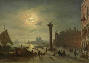 MECKLENBURG LOUIS 1820-1882,Piazza San Marco at night,1855,Galerie Koller CH 2023-03-31