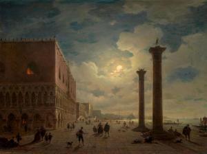 MECKLENBURG LOUIS 1820-1882,Piazza San Marco at night,1852,Galerie Koller CH 2024-03-22