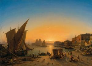 MECKLENBURG Ludwig 1820-1882,Venice, a View of the Bacino di San Marco from R,1849,Palais Dorotheum 2022-05-10