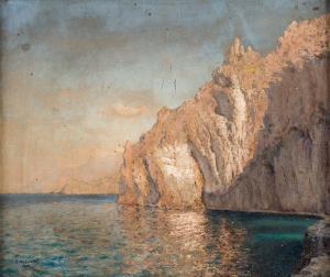 MEDEM Pavel Romanovich 1800-1800,Calm Sea by a Rocky Coast,1902,Shapiro Auctions US 2016-05-21