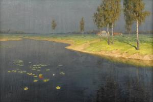 MEDEM Pavel Romanovich 1800-1800,Landscape with water lilies,Stockholms Auktionsverket SE 2017-06-06