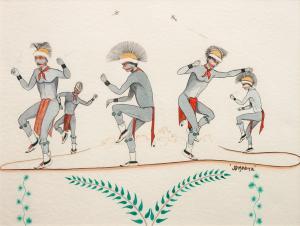 MEDINA Henrique 1901-1988,Turtle and Crow, New Year's Dance, Zia Pueblo,1968,Hindman US 2021-06-15