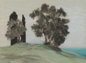 MEDIZ PELIKAN Emilie,"CORFU" (LARCHES / TWO GROUPS OF TREES),1900,im Kinsky Auktionshaus 2022-12-06
