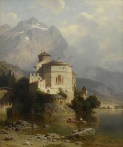 MEERMANN Arnold 1829-1908,Castello sul lago,Meeting Art IT 2022-03-12