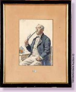 MEERTS Franz 1836-1896,Bavarois fumant la pipe,1886,VanDerKindere BE 2009-06-16