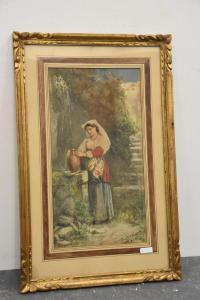 MEERTS Franz 1836-1896,Jeune femme à la fontaine,Rops BE 2022-02-12