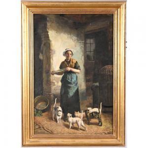 MEERTS Franz 1836-1896,Jeune femme et les chats,Herbette FR 2023-05-07