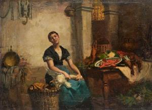 MEERTS Franz 1836-1896,Les préparatifs du repas de fête,Horta BE 2022-01-17