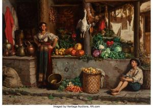 MEERTS Franz 1836-1896,Marché aux légumes,1874,Heritage US 2023-12-07