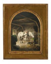 MEESTERS Dirk 1899-1950,A DRAY HORSE FEEDING IN A STABLE,Sworders GB 2014-09-09