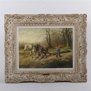 MEESTERS Dirk 1899-1950,genre scene logging with horses,Ripley Auctions US 2018-02-03