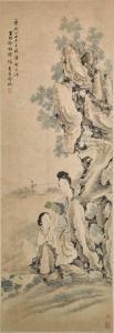 MEI LENG 1677-1745,Two ladies in a garden setting hanging scroll,Sotheby's GB 2021-12-13