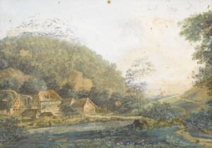 MEICHELT Christian 1776-1830,Idyllische Landschaft mit Dorf,Dobiaschofsky CH 2011-05-11