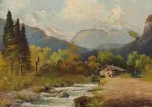 MEIER Werner 1943,Frühling in den Alpen in einem breiten Tal fließen,Mehlis DE 2018-02-22