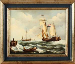 MEIJER Hanck J,Dutch seascape with two masts,Twents Veilinghuis NL 2017-04-14