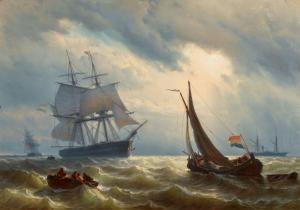 MEIJER Louis Johan Hendrik 1809-1866,Frachtschiffe vor einer Küste,1845,Lempertz DE 2023-11-18