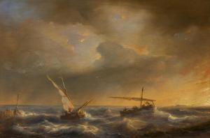 MEIJER Louis Johan Hendrik 1809-1866,Heimkehrende Fischerboote im Abendlicht,1843,Van Ham 2024-01-30