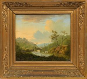 MEINERS Claas Hendrik 1819-1894,Flusslandschaft im Abendlicht,Schloss DE 2017-05-13