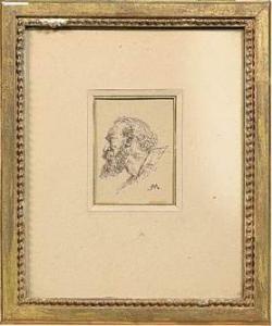 MEISSONIER Jean Louis Ernest 1815-1891,Portrait d'homme de profil,Robert FR 2008-05-30