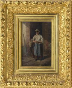 MEISSONIER Jean Louis Ernest 1815-1891,Woman in a doorway holding a basket.,Eldred's US 2018-04-06