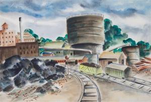 MEIXNER Mary Louise 1916,Industrial Landscape,1943,Hindman US 2015-05-15