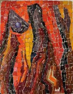 MELANO Heidi 1929-2014,Mosaïque rouge,Cannes encheres, Appay-Debussy FR 2021-11-19
