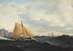 MELBYE Anton 1818-1875,Sail boats off a rocky coast,1845,Bruun Rasmussen DK 2019-01-21