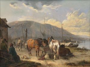 MELCHIOR Wilhelm 1817-1860,Horses at the Through,Stahl DE 2021-02-26