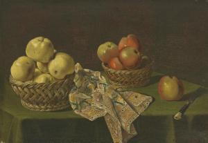 MELENDEZ Luis 1716-1780,Apples in baskets on a table with a patterned cloth,Christie's GB 2019-07-05