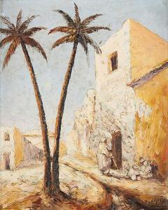 MELIKOFF Charles 1900-1900,Conversation sous les palmiers,Horta BE 2021-03-23