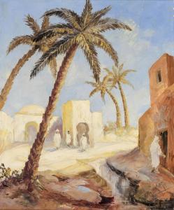 MELIKOFF Charles 1900-1900,LES PALMIERS,La Marocaine des Arts MA 2018-04-14