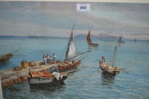 MELINI G,view in the bay of Naples with fishing boats besid,Lawrences of Bletchingley 2017-07-18