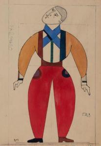 MELLER Vadim Georgievic 1884-1962,Étude pour un costume d'ouvrier.,1916,Millon & Associés 2019-05-29