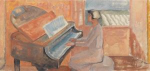 MELLIS Margaret 1914-2009,Mother Playing Piano,1929/33,Bonhams GB 2023-09-20