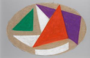MELLIS Margaret 1914-2009,Three Boats VI: Chinese Orange Green Purple White,1977,Bonhams 2023-09-20