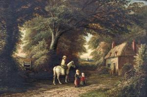 MELLOR Joseph 1850-1885,Travellers conversing on a rural road, church spir,Tennant's GB 2023-01-14