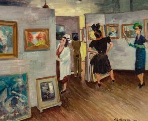 MELTZER Anna Elkan 1896-1974,Gallery Visitors,1940,William Doyle US 2022-09-14
