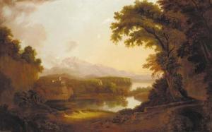 MELVILLE Hellen,An Italianate river landscape with a church and mo,1795,Christie's 2001-06-07