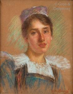 MENARD Victor P 1857-1930,Portrait d\’une jeune Bretonne,Gros-Delettrez FR 2018-12-05