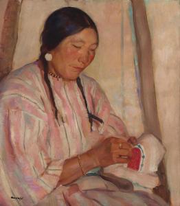 MENDENHALL Mary Gray 1888-1969,Portrait of a Woman Beading a Moccasin,Bonhams GB 2023-11-07