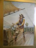 MENDENHAU E,a bucaneer at the wheel of a sailing ship,1924,Crow's Auction Gallery GB 2017-01-18