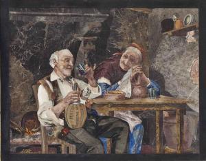 MENEGATTI A 1800-1800,Elderly couple drinking wine,1889,Christie's GB 2014-11-18