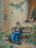 MENEGHINI Matteo 1840-1925,Girl reading.,David Lay GB 2007-10-18