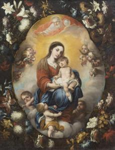 MENESES OSORIO Francisco,Virgen del Rosario inserta en una orla de flores​​,1707,Alcala 2021-12-23