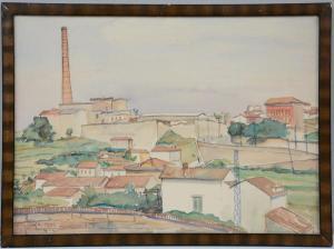 meng ramiro 1895-1966,Paesaggi con fabbrica,1933,Il Ponte Casa D'aste Srl IT 2016-07-12