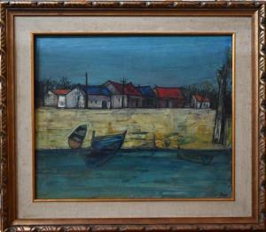 MENGELS Hubertus Johannes 1921-1995,Village at Riverside,Andrew Smith and Son GB 2021-04-15