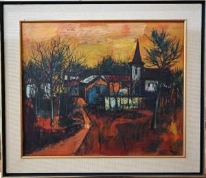 MENGELS Hubertus Johannes 1921-1995,Village in the Evening,1967,Andrew Smith and Son GB 2021-04-15