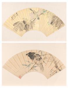 MENGLU ZHU 1826-1900,Fan format, bird,William Doyle US 2017-09-11