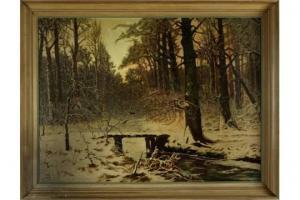 MENNES F,snowy forest scene with crows,Twents Veilinghuis NL 2015-07-03